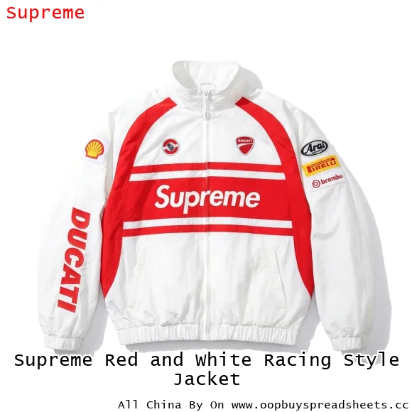 Supreme Red and White Racing Style Jacket