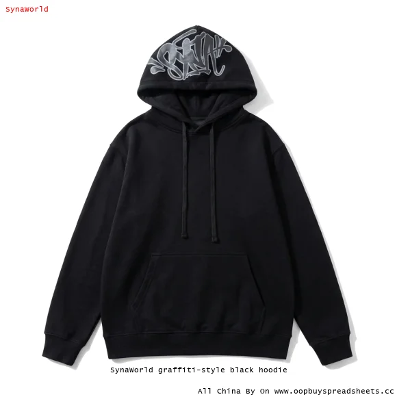 SynaWorld graffiti-style black hoodie