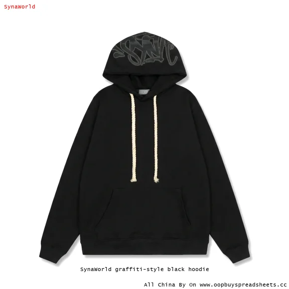 SynaWorld graffiti-style black hoodie