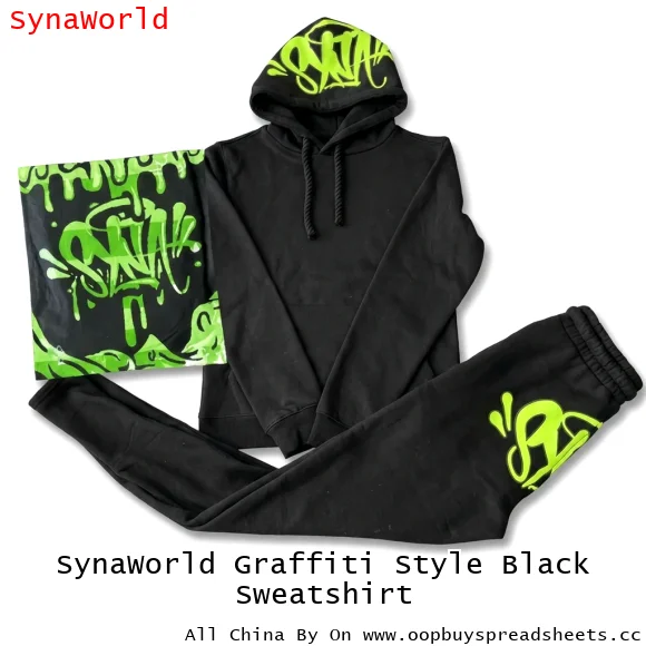 SynaWorld Graffiti Style Black Sweatshirt