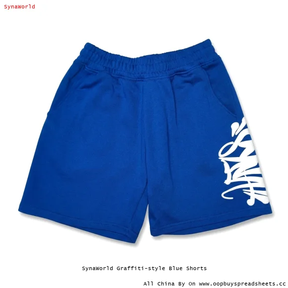 SynaWorld Graffiti-style Blue Shorts