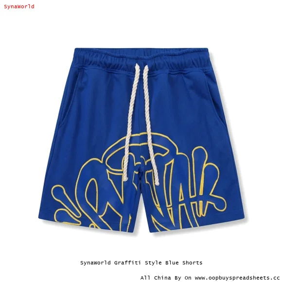 SynaWorld Graffiti Style Blue Shorts