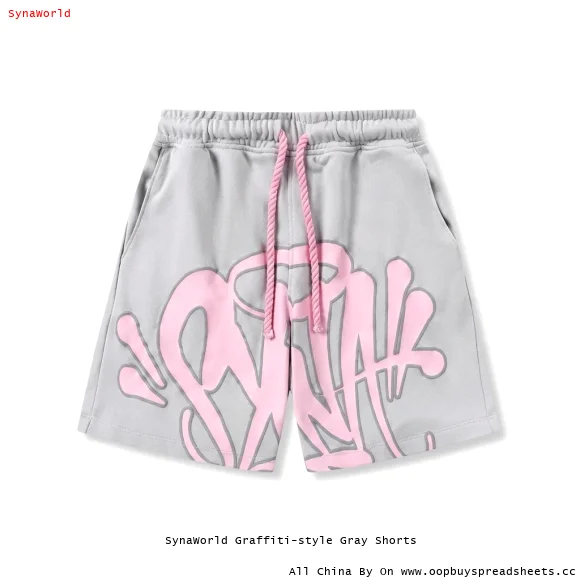 SynaWorld Graffiti-style Gray Shorts