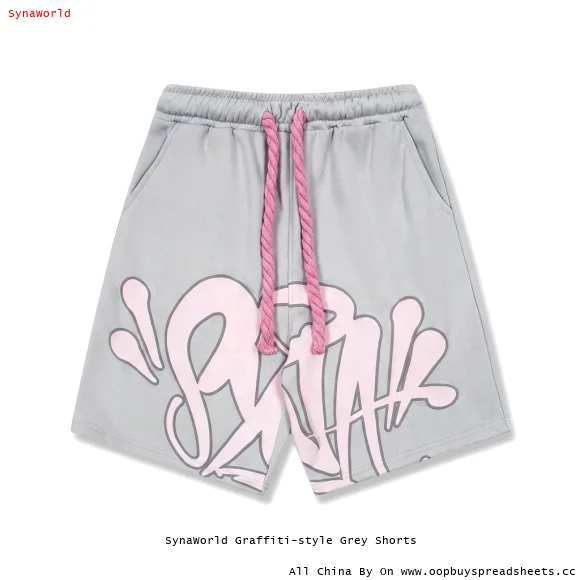 SynaWorld Graffiti-style Grey Shorts