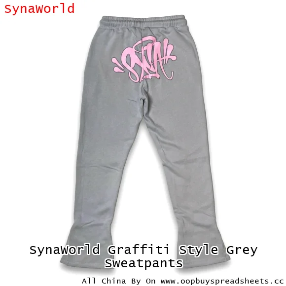 SynaWorld Graffiti Style Grey Sweatpants