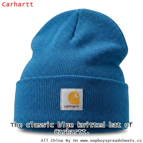 The classic blue knitted hat of Carhartt.