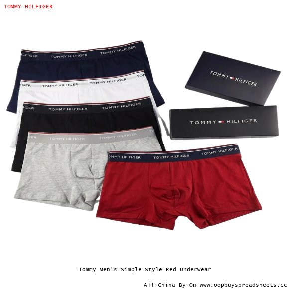 Tommy Men's Simple Style Red Underwear
