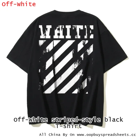 Off-White striped-style black T-shirt