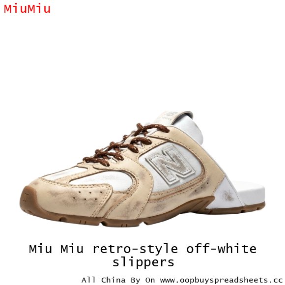 Miu Miu retro-style off-white slippers