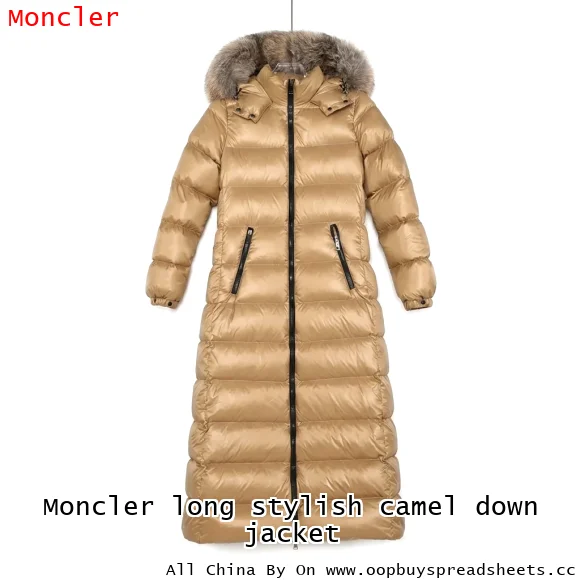 Moncler long stylish camel down jacket