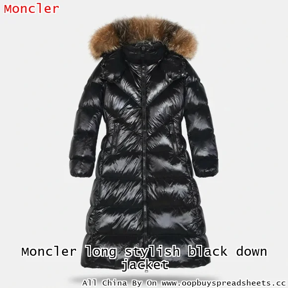 Moncler long stylish black down jacket