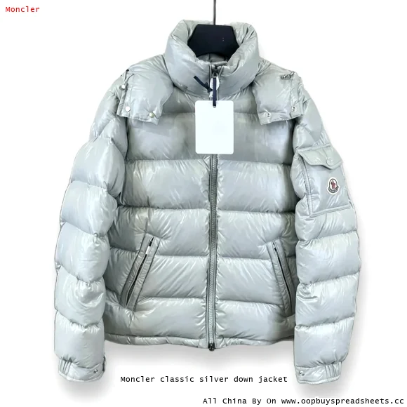 Moncler classic silver down jacket