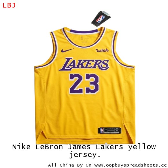 Nike LeBron James Lakers yellow jersey.