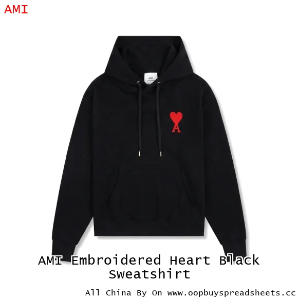 AMI Embroidered Heart Black Sweatshirt