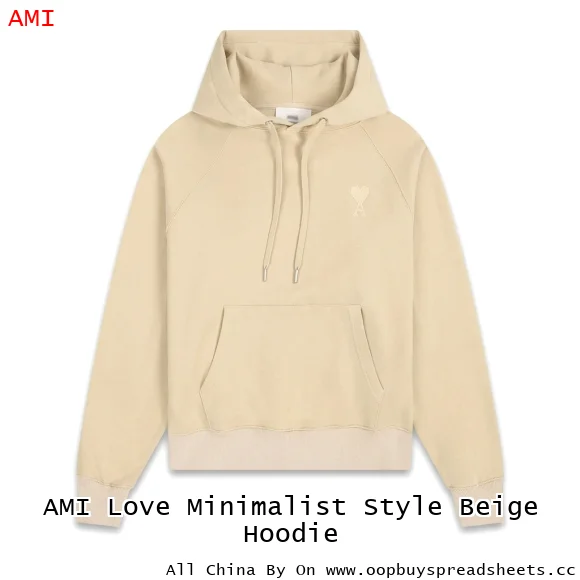 AMI Love Minimalist Style Beige Hoodie