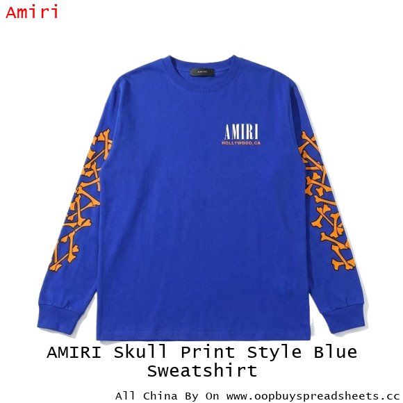 AMIRI Skull Print Style Blue Sweatshirt