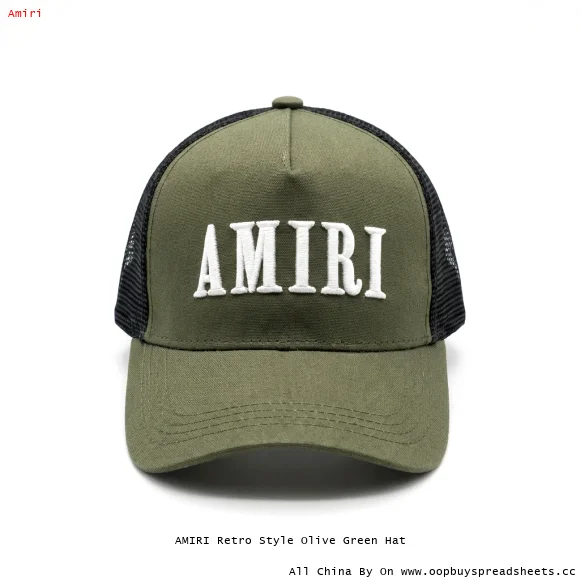 AMIRI Retro Style Olive Green Hat