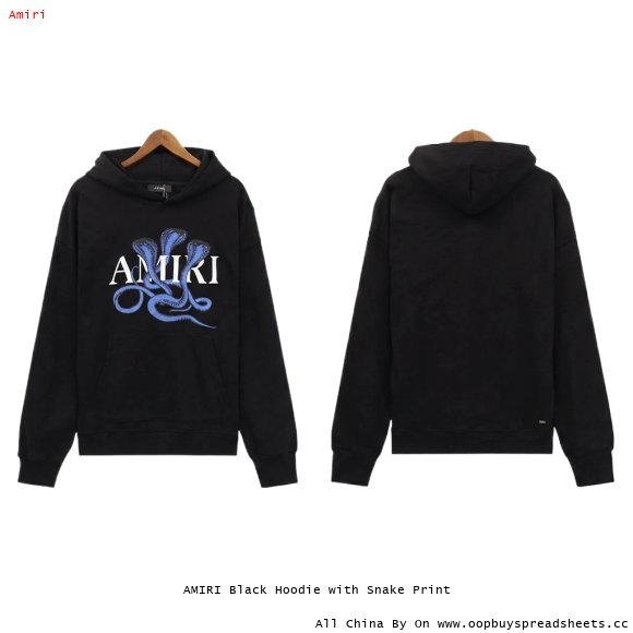 AMIRI Black Hoodie with Snake Print