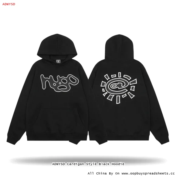 ADWYSD Cardigan Style Black Hoodie