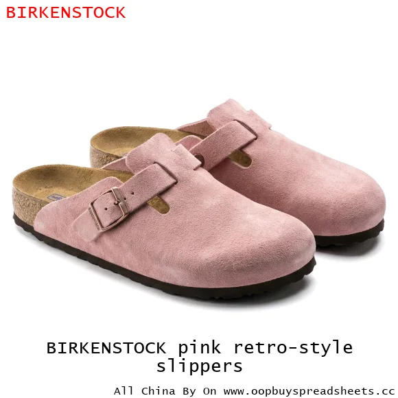 BIRKENSTOCK pink retro-style slippers