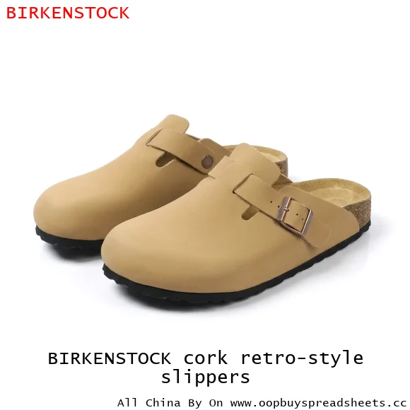 BIRKENSTOCK cork retro-style slippers