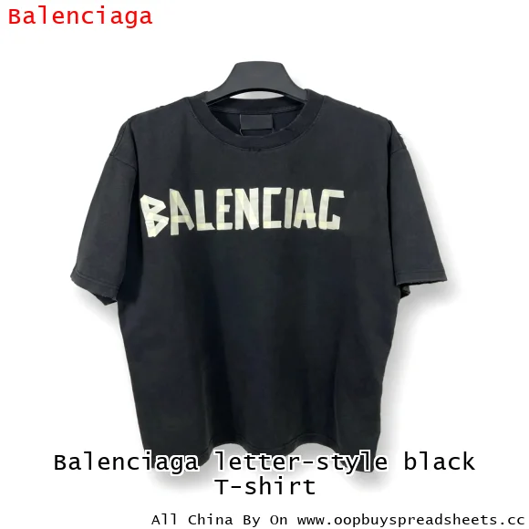 Balenciaga letter-style black T-shirt