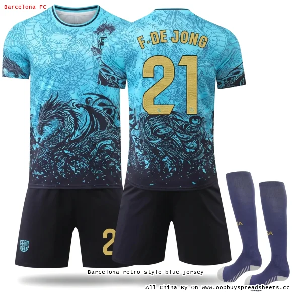 Barcelona retro style blue jersey