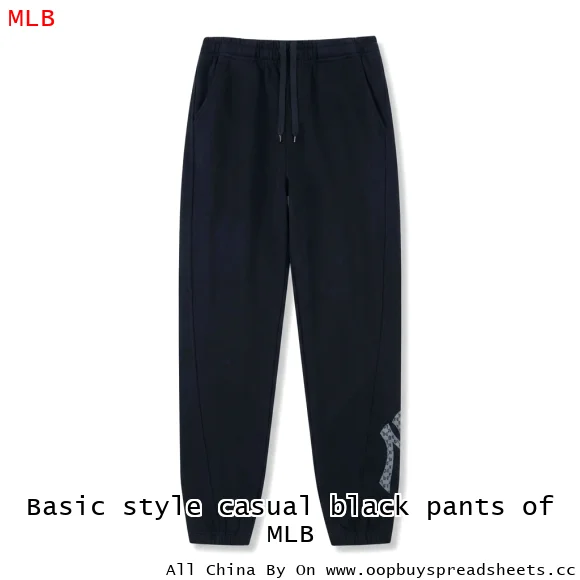 Basic style casual black pants of MLB