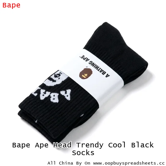 Bape Ape Head Trendy Cool Black Socks
