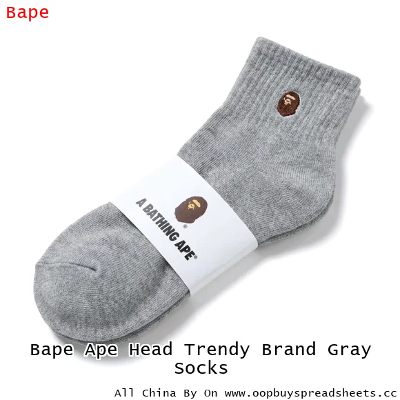 Bape Ape Head Trendy Brand Gray Socks