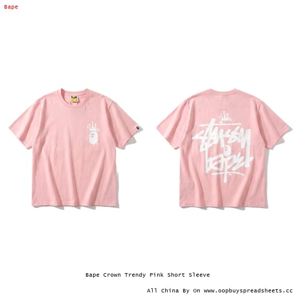 Bape Crown Trendy Pink Short Sleeve