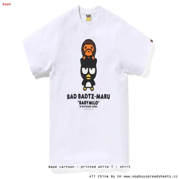 Bape cartoon - printed white T - shirt