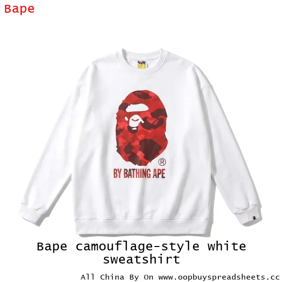 Bape camouflage-style white sweatshirt