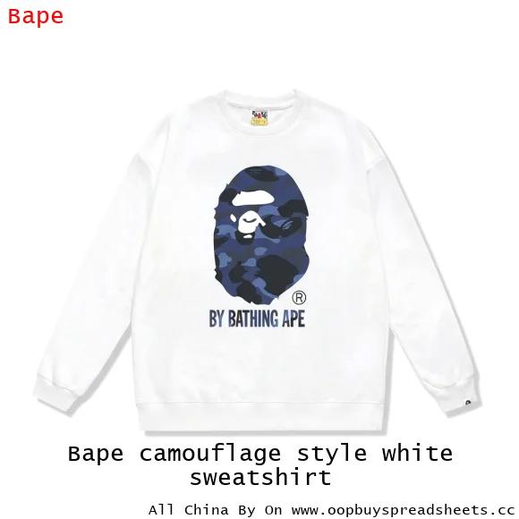 Bape camouflage style white sweatshirt
