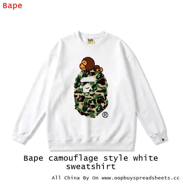 Bape camouflage style white sweatshirt