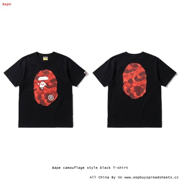 Bape camouflage style black T-shirt