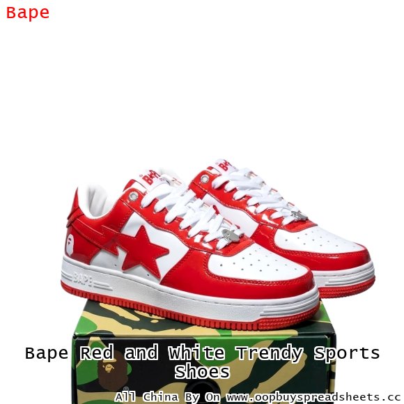 Bape Red and White Trendy Sports Shoes