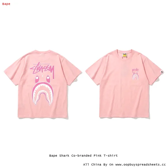 Bape Shark Co-branded Pink T-shirt