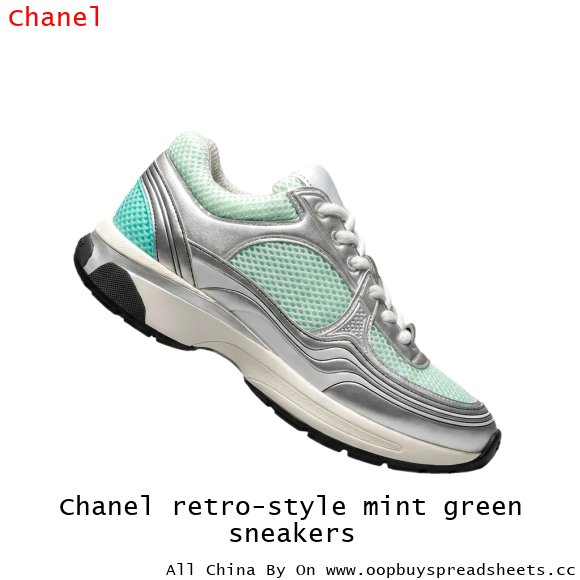 Chanel retro-style mint green sneakers