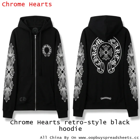 Chrome Hearts retro-style black hoodie