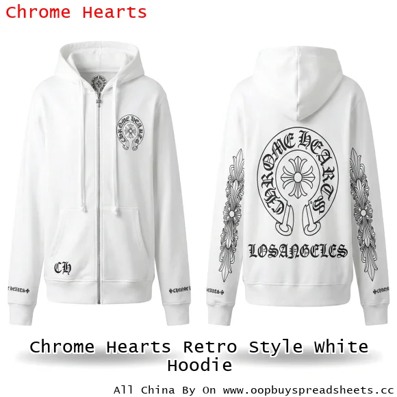 Chrome Hearts Retro Style White Hoodie
