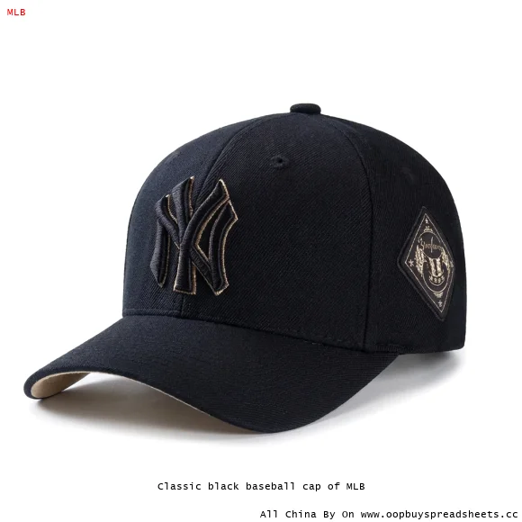 Classic black baseball cap of MLB