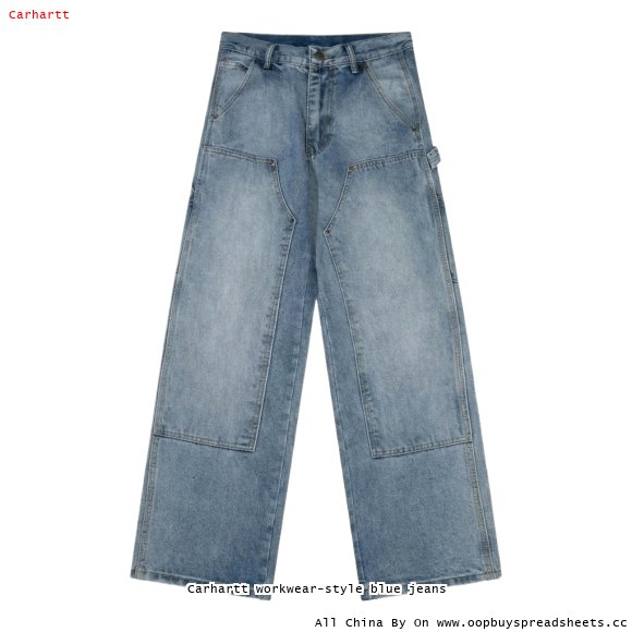 Carhartt workwear-style blue jeans