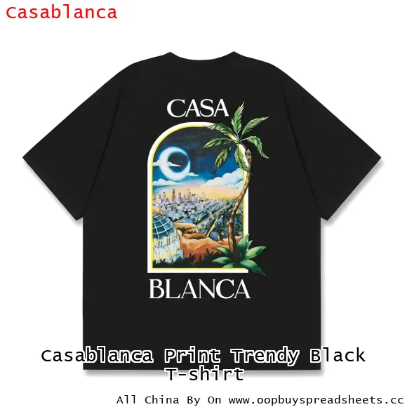 Casablanca Print Trendy Black T-shirt