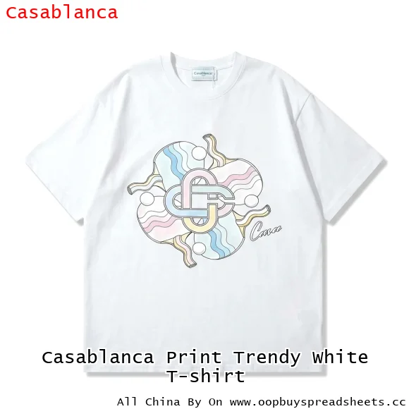 Casablanca Print Trendy White T-shirt
