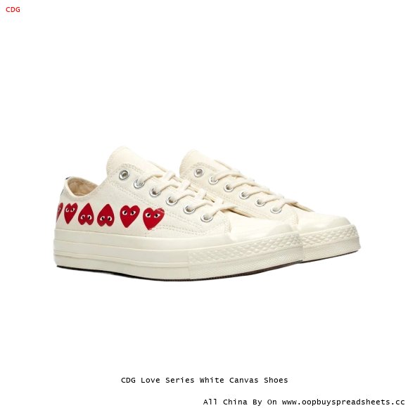 CDG Love Series White Canvas Shoes