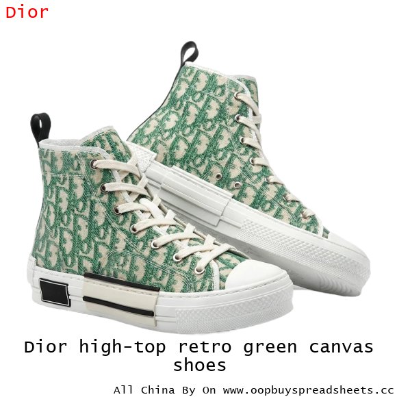 Dior high-top retro green canvas shoes