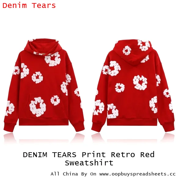 DENIM TEARS Print Retro Red Sweatshirt