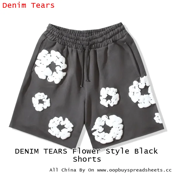 DENIM TEARS Flower Style Black Shorts