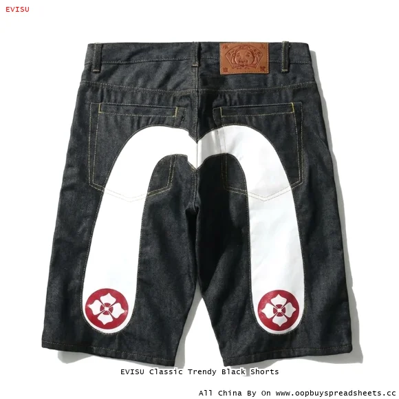 EVISU Classic Trendy Black Shorts